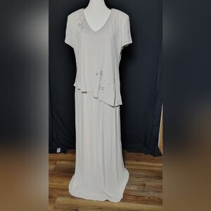 Positive Attitude Vintage Elegant Formal Cream Maxi Dress for Women 14